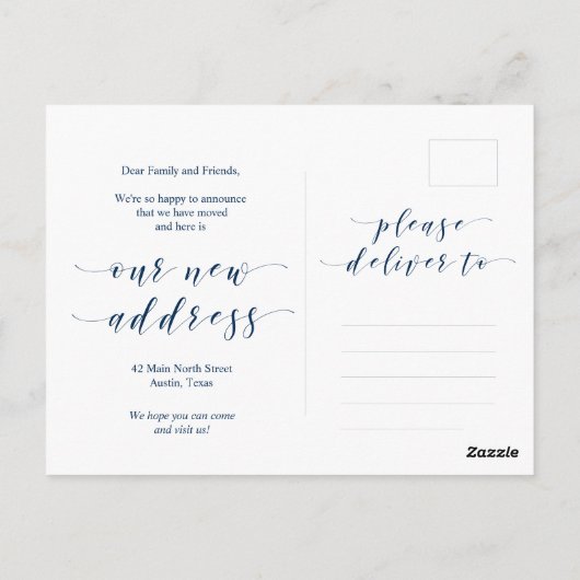 新しい家の住所、引越し案内 ポストカード (裏面)