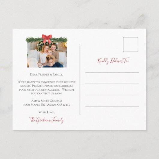 新しい家の写真のホリデーポストカード 案内ポストカード (裏面)