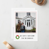 新しい家の写真 ホリデーシーズンの転居のお知らせ ノートカード (正面/裏面インサイチュ)