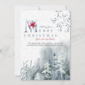 新しい家の冬の森からのメリークリスマス移動 案内状 (正面)
