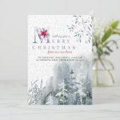 新しい家の冬の森からのメリークリスマス移動 案内状 (スタンド正面)