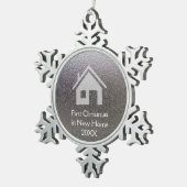 新しい家の初めてのクリスマス スノーフレークピューターオーナメント (右)