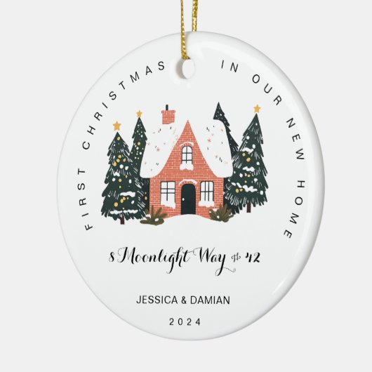 新しい家の初めてのクリスマス セラミックオーナメント (左)