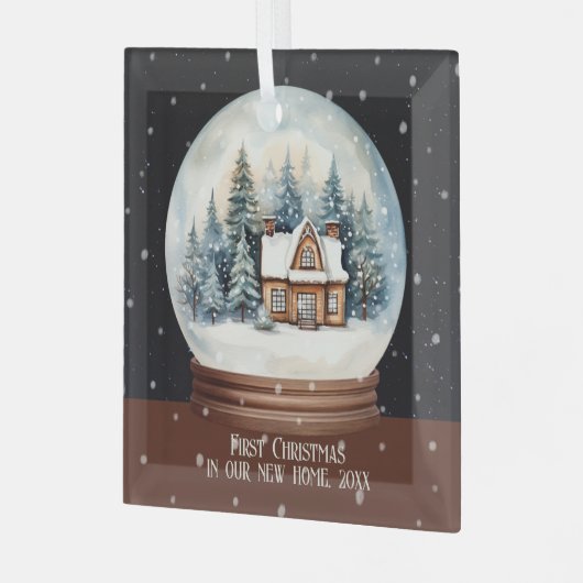 新しい家の初めてのクリスマス パーソナライズされた ガラスオーナメント (正面左)