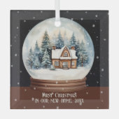 新しい家の初めてのクリスマス パーソナライズされた ガラスオーナメント (正面)