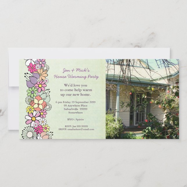 新しい家の家の暖まるパーティーの写真カード (正面)