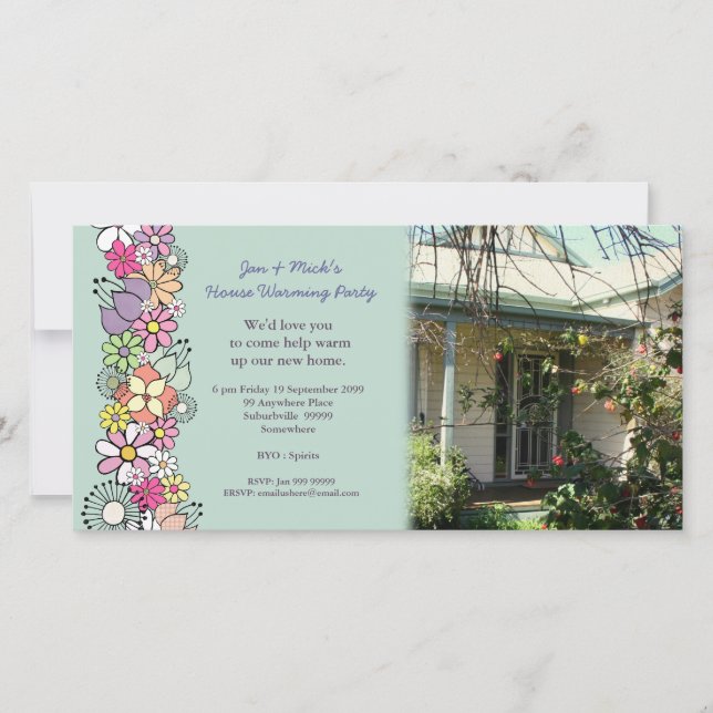 新しい家の家の暖まるパーティーの写真カード (正面)