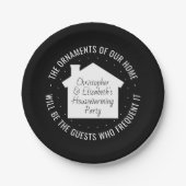 新しい家の引っ越し祝いパーティーのパーティーの白黒モダン ペーパープレート (正面)