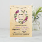 新しい家の暖かなホームスイートホームの鍵のラスティック招待 招待状 (スタンド正面)