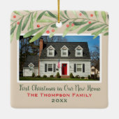 新しい家の最初のクリスマス 緑の写真 セラミックオーナメント (裏面)
