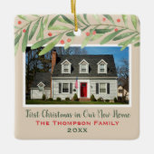 新しい家の最初のクリスマス 緑の写真 セラミックオーナメント (正面)