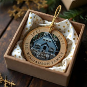 新しい家の木目切り初めてのクリスマス セラミックオーナメント