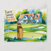 新しい家の水の色スタイルに移動したゴルフ ポストカード (正面)