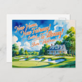 新しい家の水の色スタイルに移動したゴルフ ポストカード (正面/裏面)