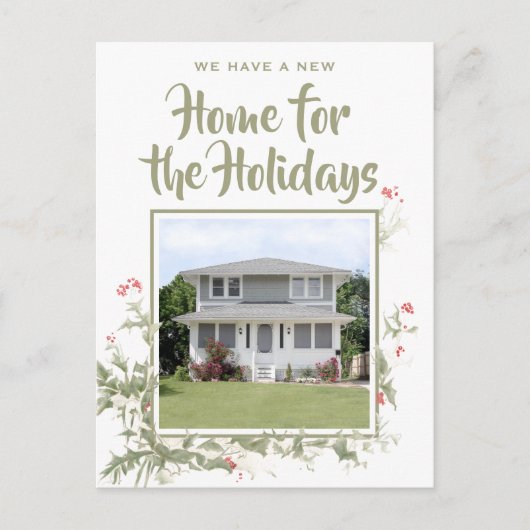 新しい家の水彩画のホリー 1枚の写真 住所変更 案内ポストカード (正面)