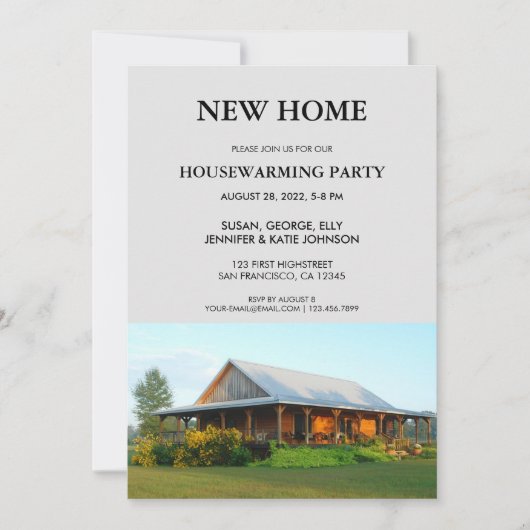 新しい家の温暖化パーティー写真 招待状 (正面)