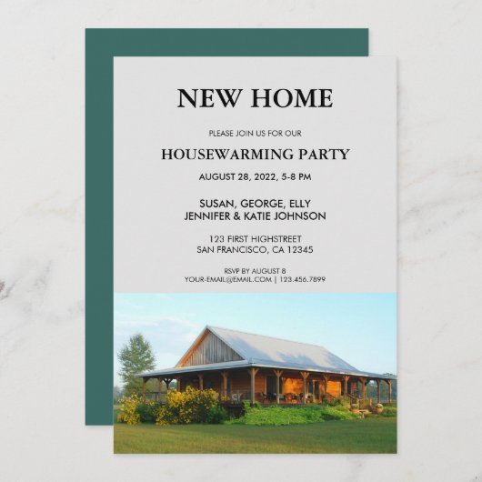 新しい家の温暖化パーティー写真 招待状 (正面/裏面)