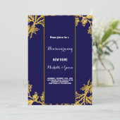 新しい家の現代的な秋のホームパーティーのお誘い 招待状 (スタンド正面)