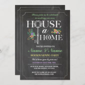新しい家の甘いハウスウォーミング黒板キー招待状 招待状 (正面/裏面)
