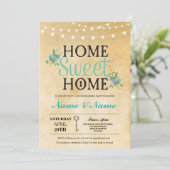 新しい家の甘いハウースウォーミングキー ライト かわいい招待 招待状 (スタンド正面)