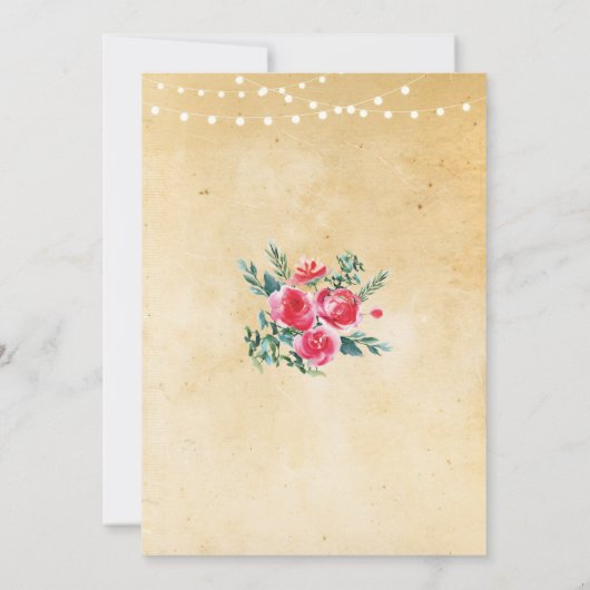 新しい家の甘い家の暖まる花柄の鍵の招待 招待状 (裏面)