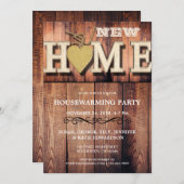 新しい家の甘い家の素朴な引っ越し祝いパーティーのパーティー 招待状 (正面/裏面)