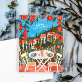 新しい家の田園地帯の景色のアートおめでとうございます ポストカード