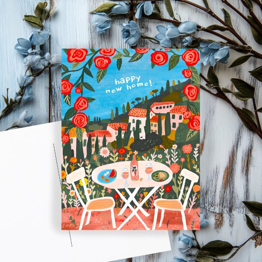 新しい家の田園地帯の景色のアートおめでとうございます ポストカード