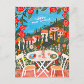 新しい家の田園地帯の景色 アート ポストカード (正面)