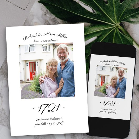 新しい家の番号エレガント写真の移動 案内状