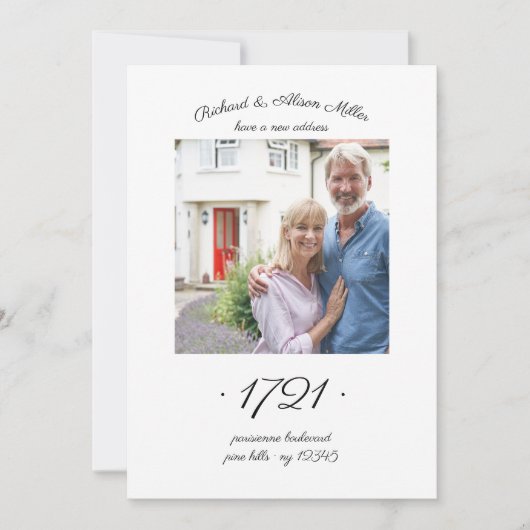 新しい家の番号エレガント写真の移動 案内状 (正面)
