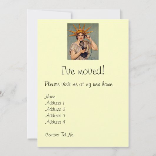 新しい家の発表カードを呼ぶヴィンテージの自由 案内状 (裏面)