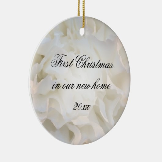 新しい家の白い花柄の初めてのクリスマス セラミックオーナメント (右)