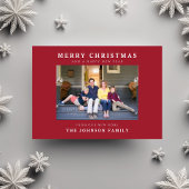 新しい家の赤いクリスマスツリーの写真のホリデーカード シーズンカード