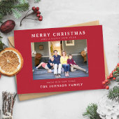 新しい家の赤いクリスマスツリーの写真のホリデーカード シーズンカード