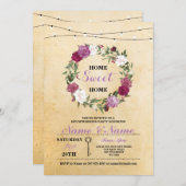 新しい家の鍵のホームスイートホームの招待状 ラスティックスタイル 招待状 (正面/裏面)