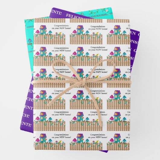 . .新しい家の鳥が引っ越すことおめでとう ラッピングペーパーシート (インサイチュ)