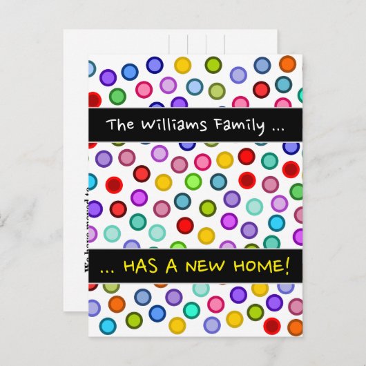 「。..新しい家を持っている!" +多カラフルくの円 案内ポストカード (正面/裏面)