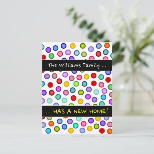 「。..新しい家を持っている！" +多カラフルくの円 案内ポストカード (スタンド正面)