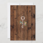 新しい家を温かいホームパーティーの木の鍵の招待状 招待状 (裏面)