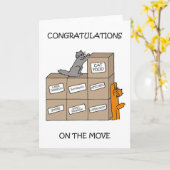 新しい家庭の可愛い猫たちへおめでとう カード (黄色い花)