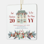 新しい家庭の素朴な家族の初めてのクリスマス セラミックオーナメント (左)