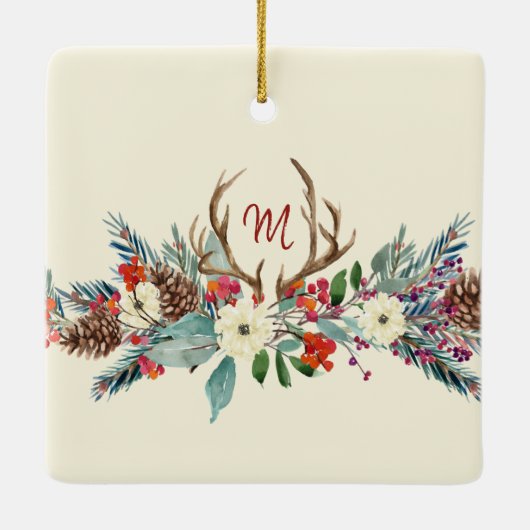 新しい家庭の素朴な家族の初めてのクリスマス セラミックオーナメント (裏面)