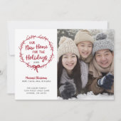 新しい家庭写真のクリスマス引っ越しのお知らせ 招待状 (正面)