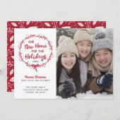 新しい家庭写真のクリスマス引っ越しのお知らせ 招待状 (正面/裏面)