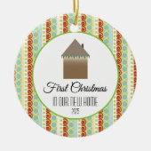 新しい家庭色の数々の初めてのクリスマス セラミックオーナメント (正面)