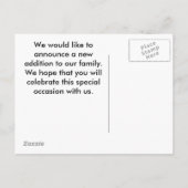 新しい家族の発表 案内ポストカード (裏面)