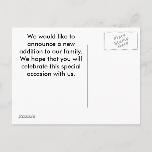 新しい家族の発表 案内ポストカード (裏面)