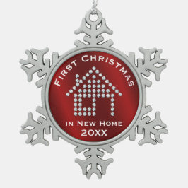 新しい家2017%のpipe%赤い金属の初めてのクリスマス スノーフレークピューターオーナメント