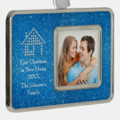 新しい家2017%のpipe%青いグリッターの初めてのクリスマス シルバープレートフレームオーナメント (右)